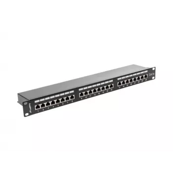 Patchpanel 1U LANBERG PPS5-1024-B — 24-poorts RJ-45 Cat5, metaal, zwart, rackmontage