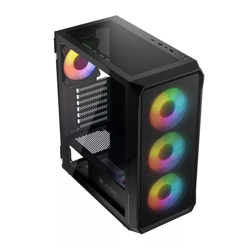 LOGIC CONCEPT Portos ARGB ATX mid-tower behuizing, zwart