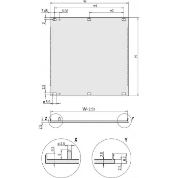 Schroff 20848068 U-profiel-frontplaat, EMC-afschermbaar, 3 HE, 63 TE
