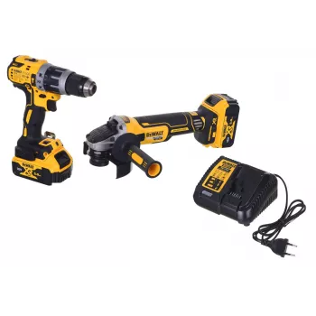 Combinatieset voor elektrisch gereedschap DeWALT DCK2080P2T-QW — 18V Li‑Ion 5Ah (2x), DCG405 haakse slijper, boorschroefmachine, M14 schuurplateaudraad, draagkoffer