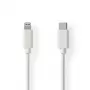 Nedis Lightning-kabel - USB 2.0 | Apple Lightning 8-pin | USB-C™-stekker | 480 Mbit/s | vernikkeld | 1,00 m | rond | PVC | wit | label