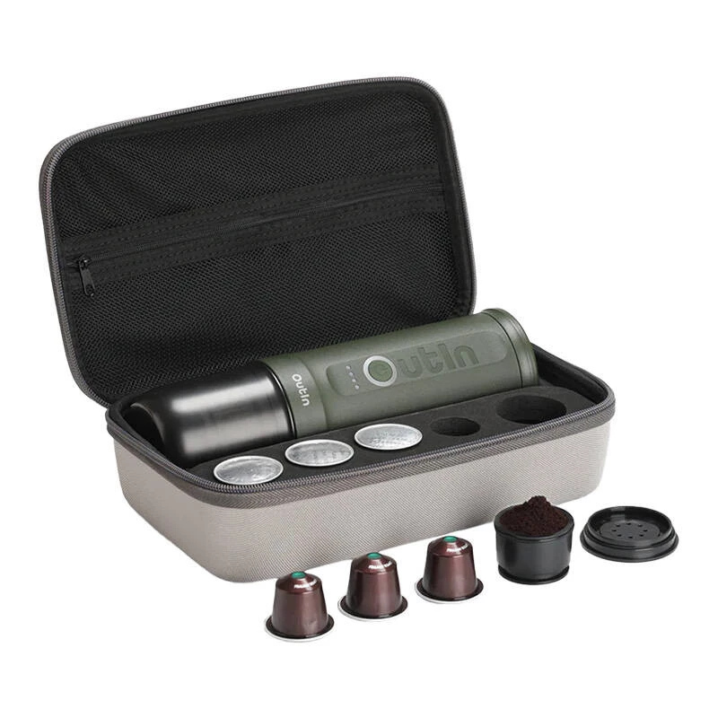 Outin Nano 7500mAh draagbare koffiemachine set (groen) + beschermhoes