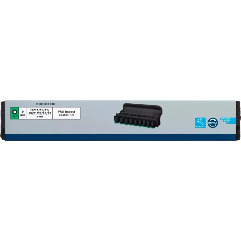Slagsleutelset Bosch Powertools PRO 1/2 inch 9-delig, zwart