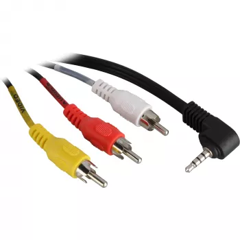 Wentronic Goobay 3,5-mm-jack/RCA-adapterkabel, 1,5 m – 3,5-mm-jackstekker (4-polig, stereo) 90° > 3x RCA-stekker (50209)