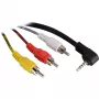 Wentronic Goobay 3,5-mm-jack/RCA-adapterkabel, 1,5 m – 3,5-mm-jackstekker (4-polig, stereo) 90° > 3x RCA-stekker (50209)
