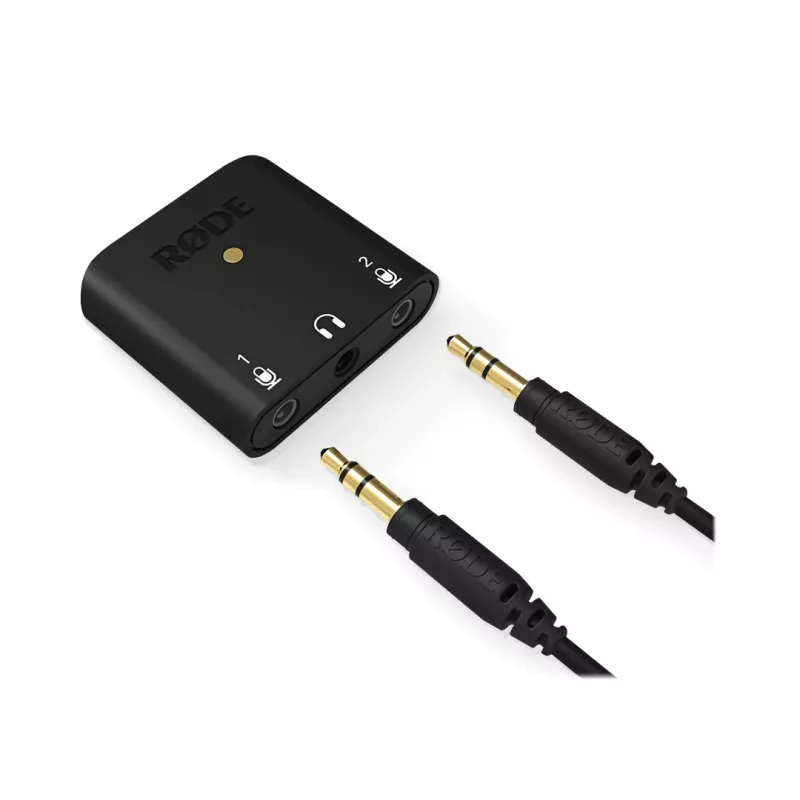 RØDE AI-Micro mobiele audio-interface, 2x 3,5 mm TRS/TRRS-ingangen, 3,5 mm hoofdtelefoonuitgang, USB-C, zwart