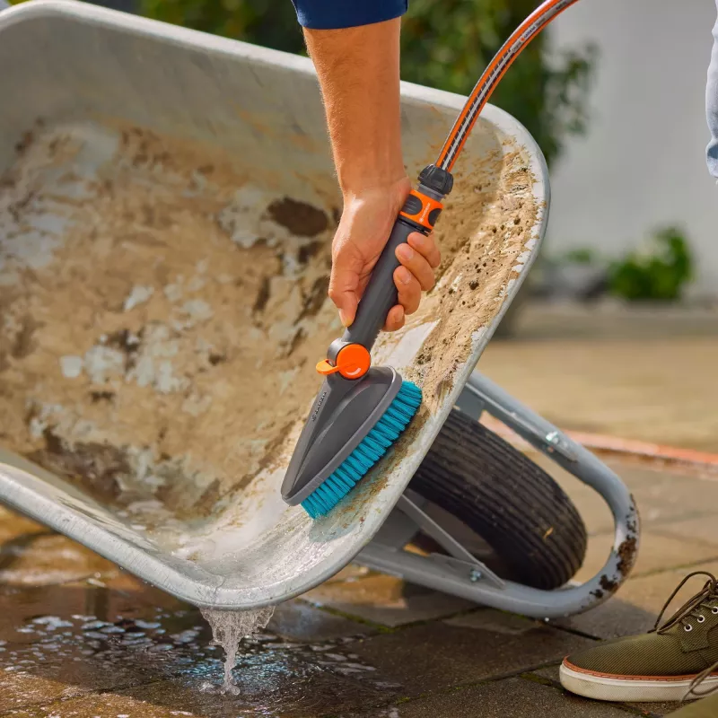 Cleansystem handborstel M hard grijs turquoise allround-zachte-kunststofstrips