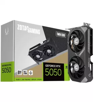 Grafische kaart ZOTAC GeForce RTX 5050 Twin Edge — 8 GB GDDR6, 128-bit, PCIe x8 5.0, actieve dual-fan koeling