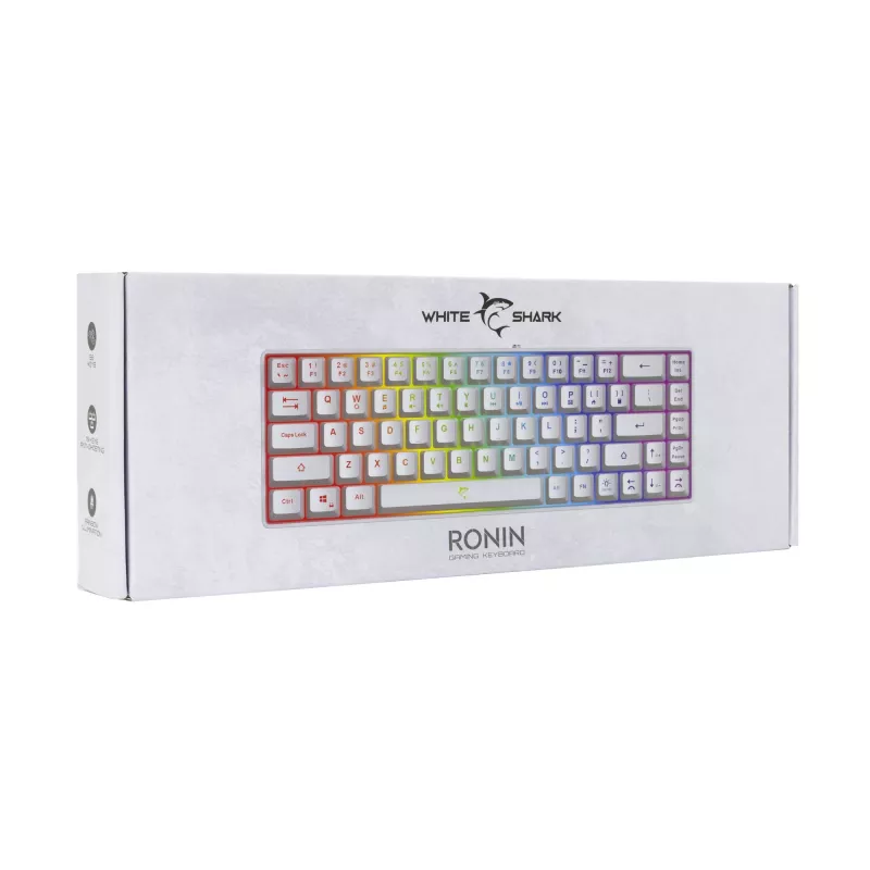 Toetsenbord White Shark RONIN wit USB QWERTY 68 toetsen LED