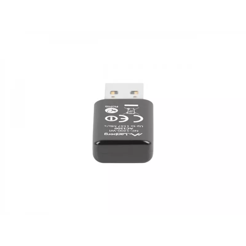 Lanberg NC-1200-WI AC1200 dualband USB 3.0-wifi-adapter, 2 interne antennes, zwart