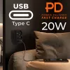Power splitter MACLEAN MCE249 F/B – 2 AC-stopcontacten (16A + 6A) met 2×USB-A en 2×USB-C PD 20W, EU-stekker, zwart