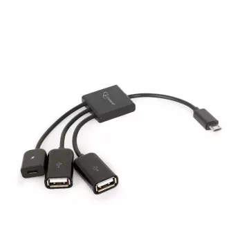 USB OTG-kabel Micro BM -> 2xUSB-AF + BF Micro 13cm