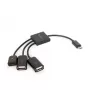 USB OTG-kabel Micro BM -> 2xUSB-AF + BF Micro 13cm