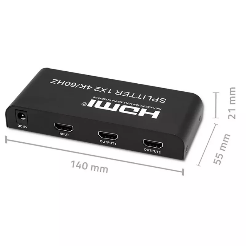 Qoltec 51797 actieve HDMI-splitter 2 x HDMI 4K x 2K | 6 Gb/s | 60 Hz