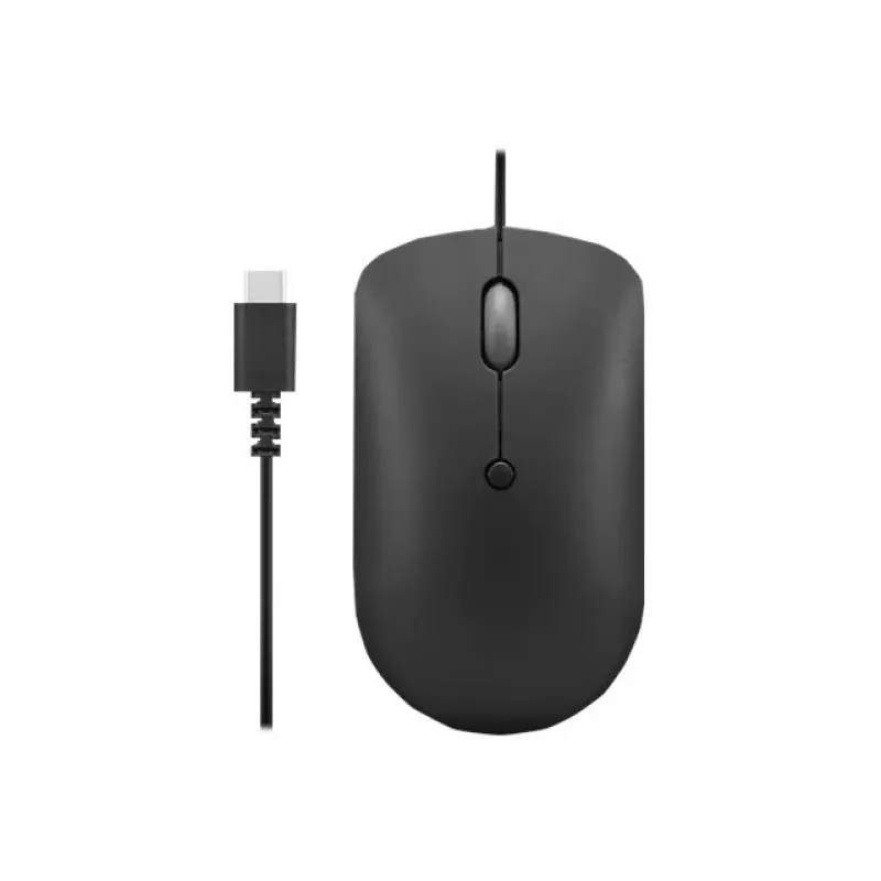 Bedrade optische muis Lenovo GY51D20875 USB Type-C, dubbelhandig, 2400 DPI, 4 knoppen, zwart