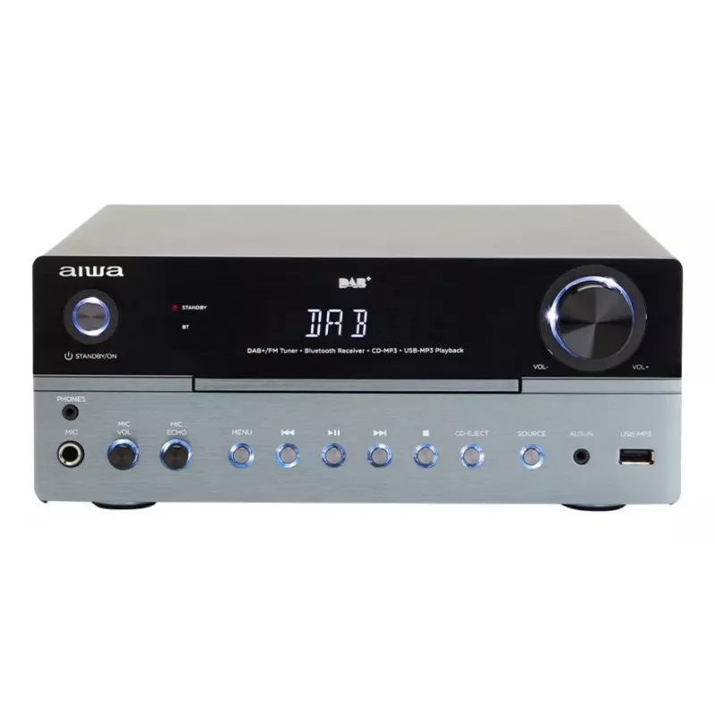 Home-audio-microsysteem Aiwa MSBTU-700DAB — 25 W RMS, DAB+/FM, Bluetooth 10 m, cd-lade, LED-display, zwart/arctisch blauw