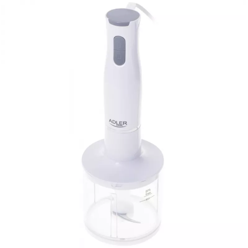 Adler AD 4620 staafmixerset, 800 W, 2 snelheden, 450 ml hakker, 750 ml maatbeker, garde, wit
