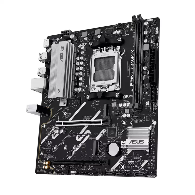 Moederbord ASUS PRIME B840M-K — AMD B840, socket AM5, micro ATX, DDR5, 2 DIMM, 128 GB, 2.5 GbE, M.2, SATA III