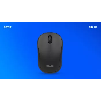 Draadloze muis SAVIO MB-03, Bluetooth-interface, 1000 DPI, batterij AA, 99×60×39 mm, 51 g, ontvanger meegeleverd