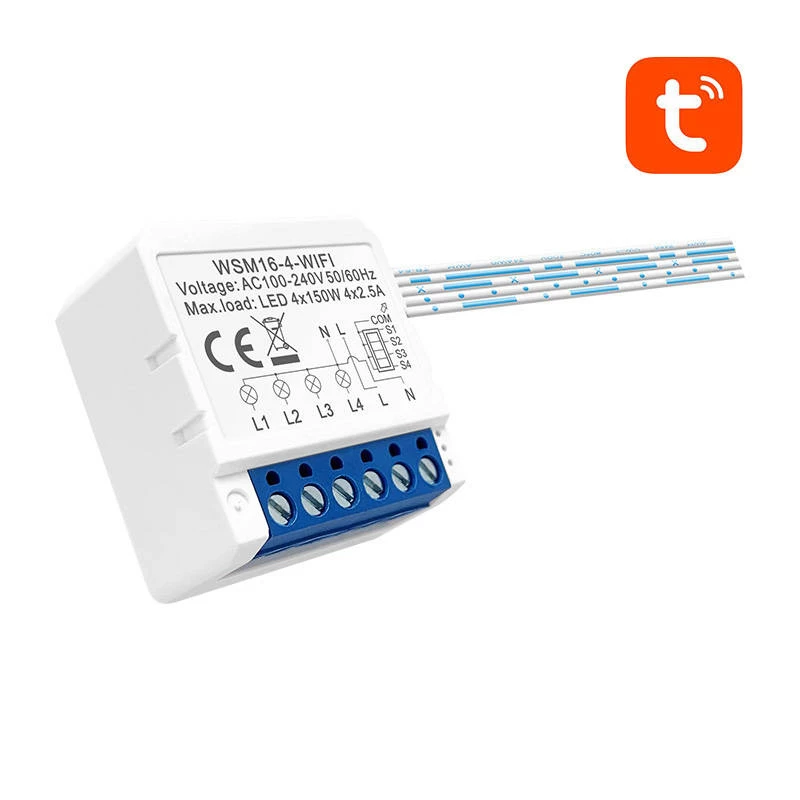 Slimme schakelaarmodule Avatto WSM16-W4 Tuya Wi-Fi voor afstandsbediening van stroomcircuits