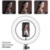Maclean MCE610 10 12W LED ringlicht met statief en Bluetooth-ontspanner, 3 kleuren, 10 helderheidsniveaus, 10% -100% instelbare helderheid, 160 LED, smartphone-houder, verlichtingslicht