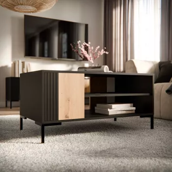 Cama MERCI salontafel/grondtafel 100 x 55 x 49 cm zwart/eiken artisan
