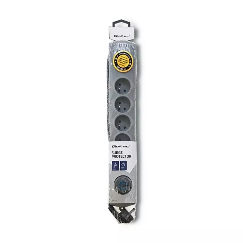 Overspanningsbeveiliging Qoltec 50166 grijs 6 AC-stopcontacten 230V 3m