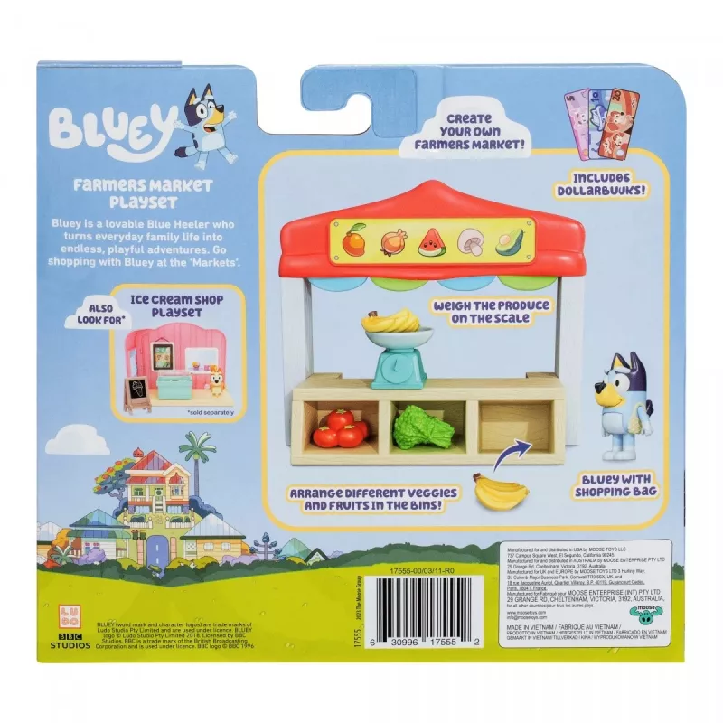Speelfigurenset TMTOYS Mini Bluey levensmiddelenwinkel BLU17555 – minifigurenset voor speelplezier