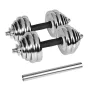 Verstelbare dumbbellset van gietijzer met chromen afwerking 30 kg in koffer met halterstang van Rebel Active