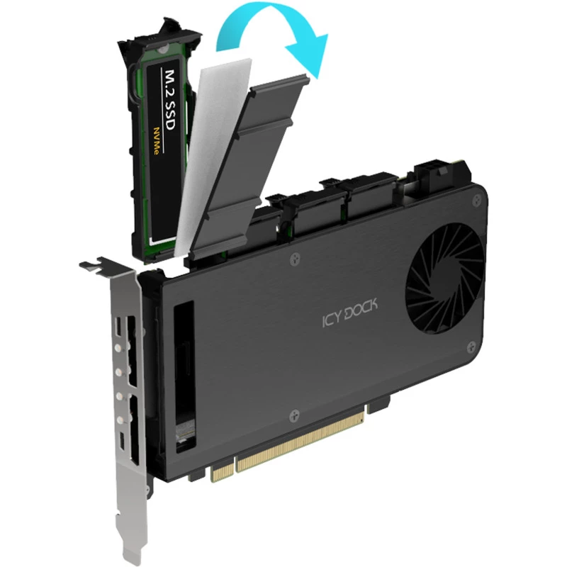 Adapterkaart 4 x M.2 NVMe SSD mobile rack, Icy Dock MB204MP-B