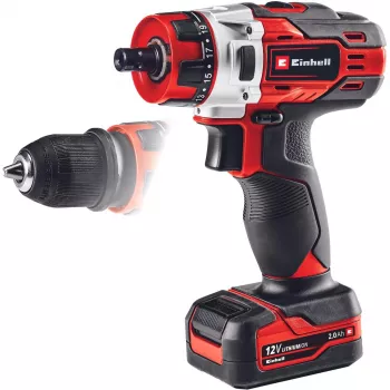 Einhell TE-CD 1. Productontwerp: handboormachine, spantangtype: sleutelloos. Aantal versnellingen: 2, 20, nullasttoerental (max.): 1400 t/min, boor