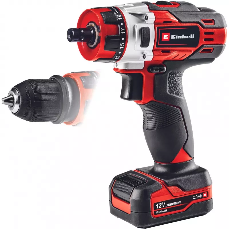 Einhell TE-CD 1. Productontwerp: handboormachine, spantangtype: sleutelloos. Aantal versnellingen: 2, 20, nullasttoerental (max.): 1400 t/min, boor