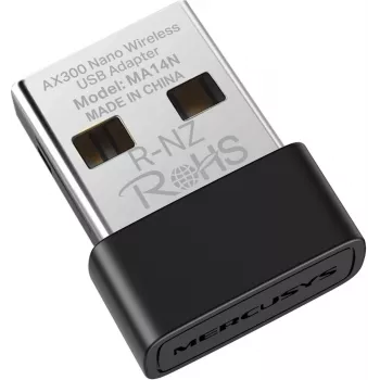 USB-WLAN-adapter MERCUSYS MA14N — USB Type-A, 2,4 GHz single-band, tot 287 Mbit/s, zwart