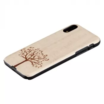 Smartphonehoesje man and wood voor iPhone XR – appelboomhout, zwart oppervlak
