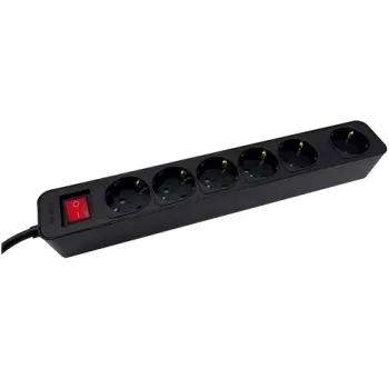 Verlengsnoer M-Cab POW0027 3m 6 AC-stopcontacten 16A binnen zwart