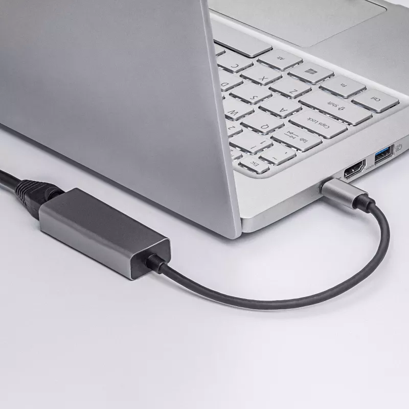 Akyga AK-AD-65 USB-C-naar-Gigabit-Ethernet-adapter, RJ45, 15 cm, zilver