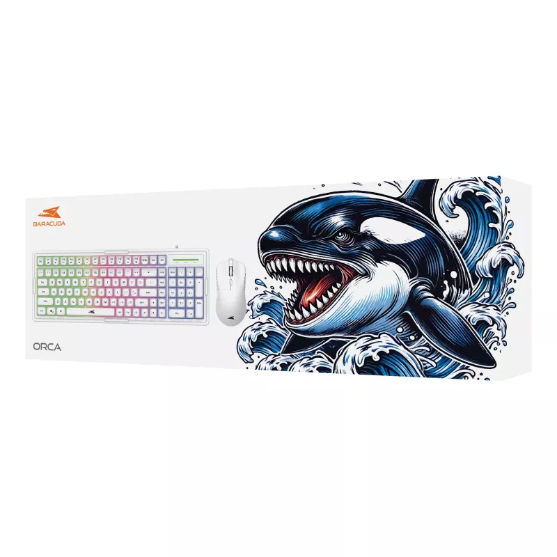 Toetsenbord-muiscombinatie Baracuda BGC-012 Orca White – witte toetsenbord- en muisset