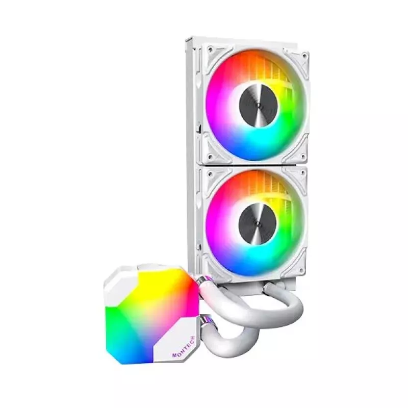 AIO-waterkoeling Montech Hyper Flow ARGB 240 mm wit — 240 mm radiator, ARGB-verlichting, witte uitvoering