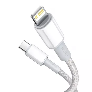USB-C naar Lightning Baseus High Density gevlochten kabel, 20W, PD, 2m (wit)