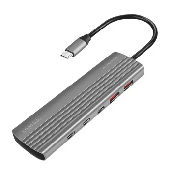 LogiLink USB 3.2 Gen2-hub 4+1-poorts 2x USB-A 2x USB-C PD 100W aluminium
