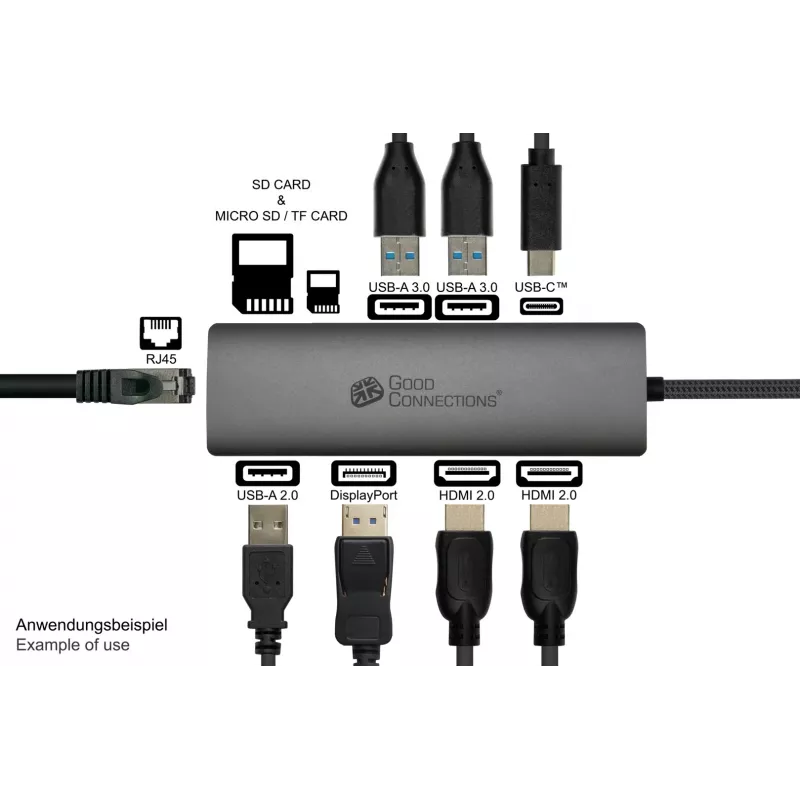 Alcasa HUB-C001A interfacehub USB Type-C 5000 Mbit/s antraciet