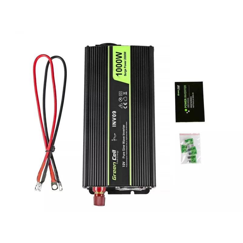 Green Cell INV09 spanningsomvormer auto 1000 W zwart