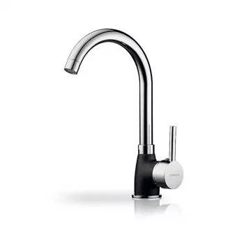Keukenkraan PYRAMIS Bello Duo – granieten body, chromen kop, eenhendelbediening, zwenkbare C-uitloop, 30 cm hoogte, 220 mm uitloop