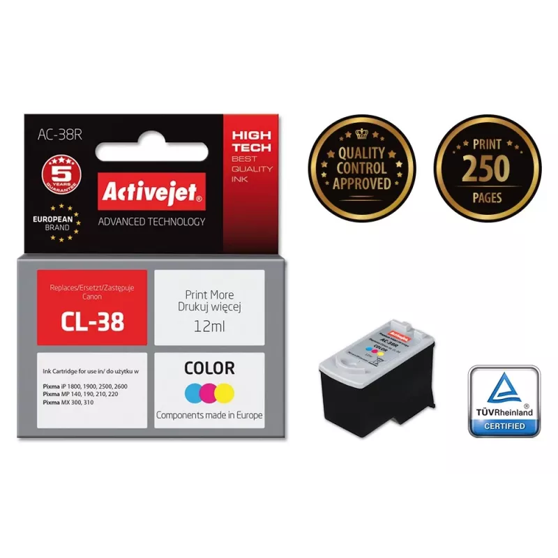 Activejet AC-38R inkt (vervanging voor Canon CL-38; Premium; 12 ml; kleur)