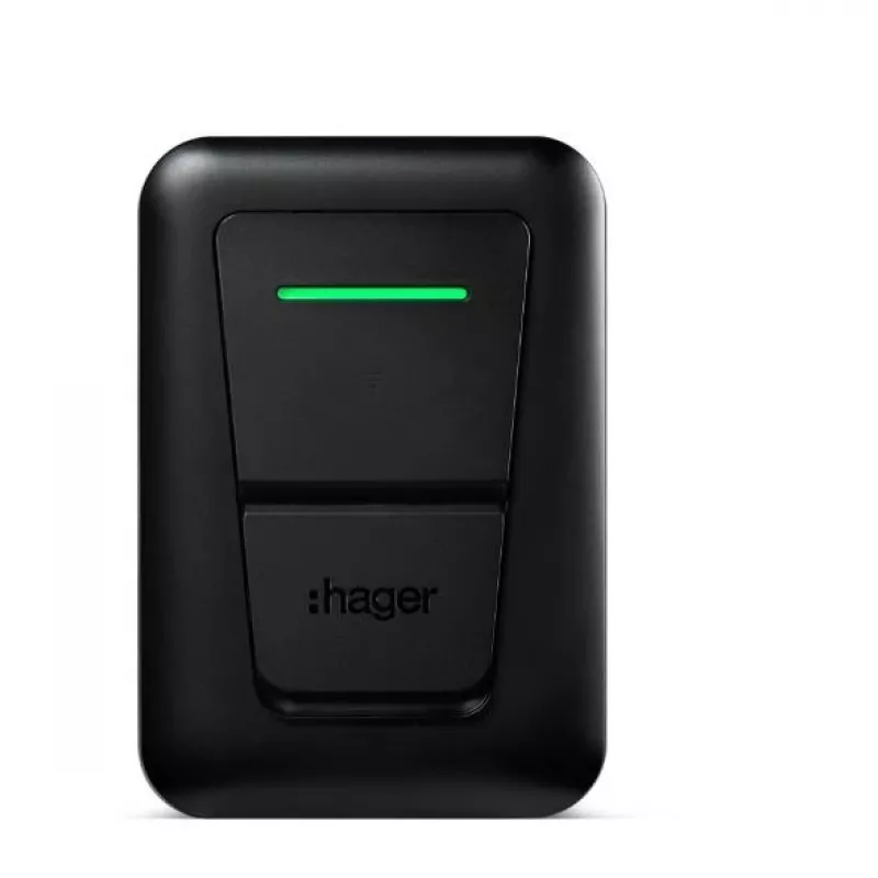 Wandgemonteerd EV-laadstation Hager witty one 11 kW 3-fasig met Type-2-stekker, RFID, Bluetooth, 4,5 m kabel, IP55, IK10
