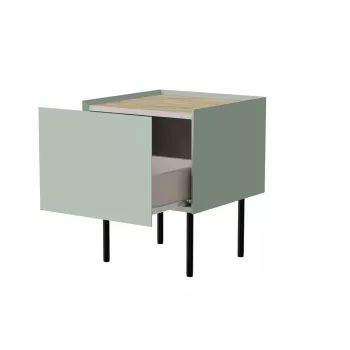 Nachtkastje Cama Meble FELLINI 40x41x60, olijf met geoliede eikenplaat, 1 lade, 2-pack