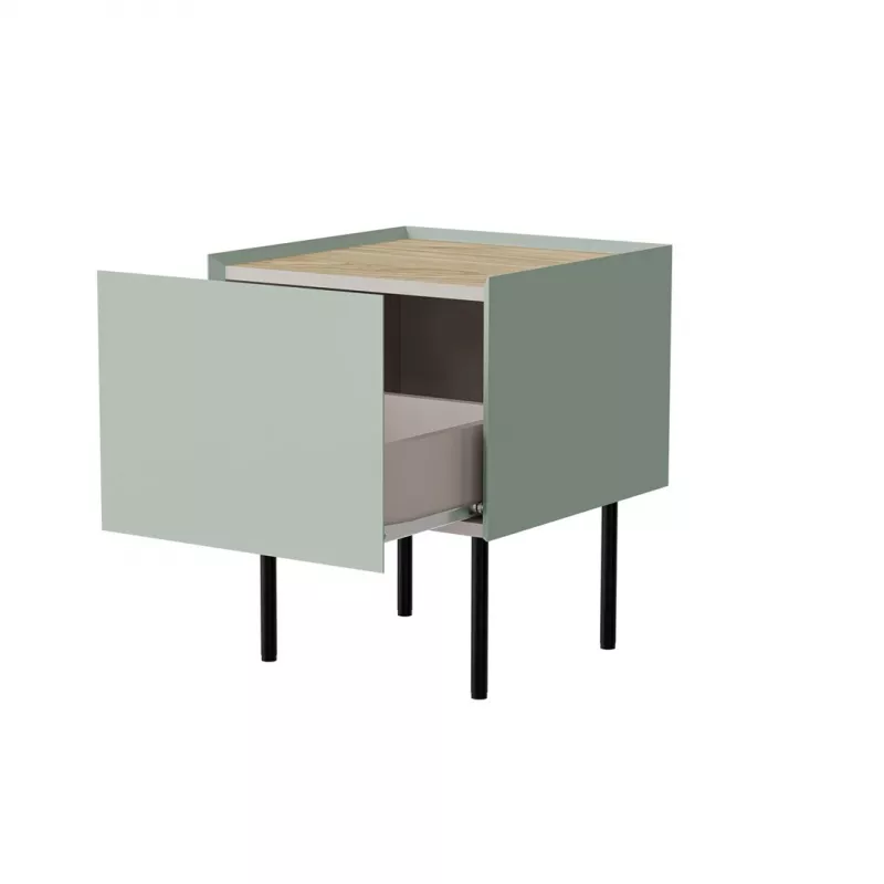 Nachtkastje Cama Meble FELLINI 40x41x60, olijf met geoliede eikenplaat, 1 lade, 2-pack
