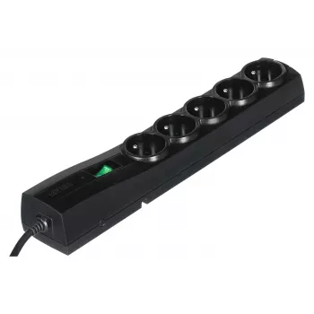 Stekkerdoos EVER CLASSIC 5 stopcontacten 3 m kabel 250 V 10 A met overspanningsbeveiliging (175 J) zwart
