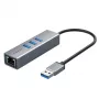 USB 3.0-adapter extra digital CA913374 — 3-voudige USB-naar-RJ45-hub, 0,15 m kabel