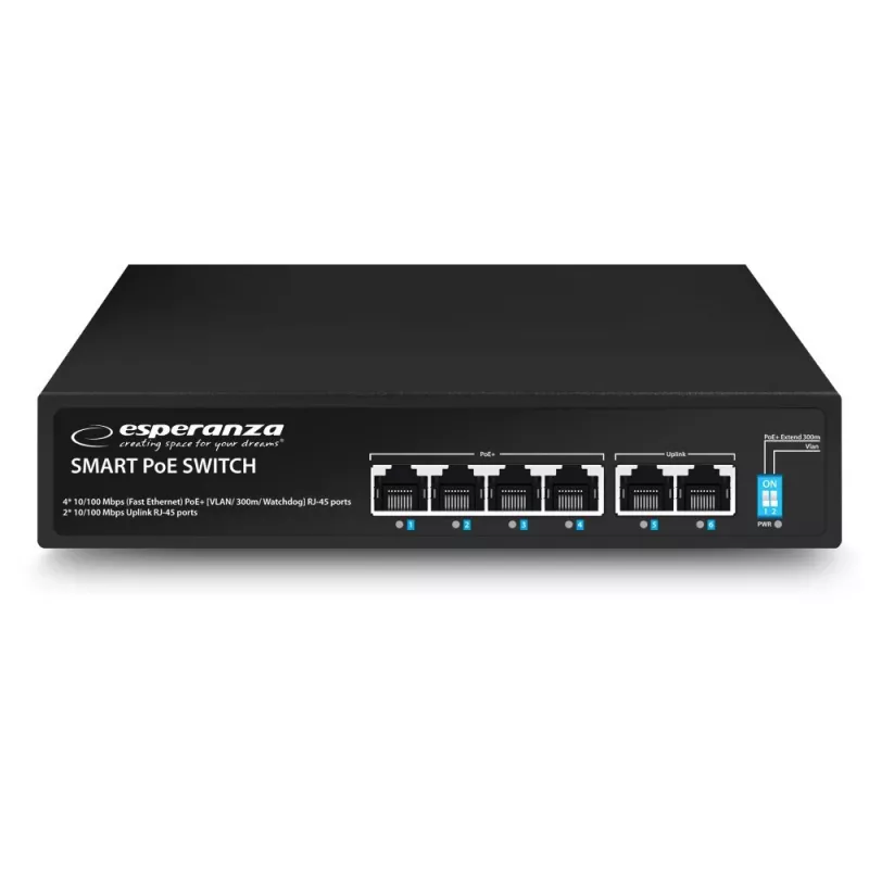 Esperanza ENS105 6-poorts PoE-switch 10/100 60W
